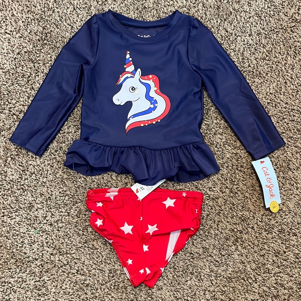 Cat & Jack Girls 2 Piece Swimsuit